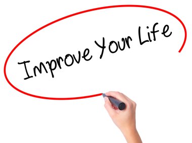 Kadın el geliştirmek Your Life ile siyah kalemi görsel üzerinde yazılı.