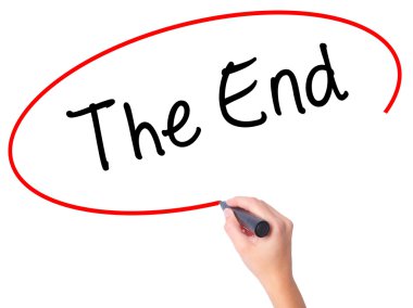 Kadın el End siyah kalemi ile görsel ekranda yazma.