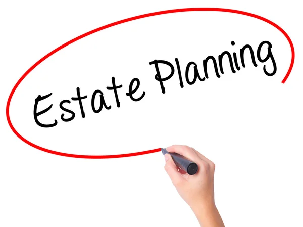 Donne Scrittura a mano Estate Planning con pennarello nero su visual s — Foto Stock