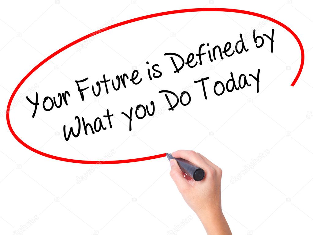 Women Hand writing Your Future is Defined by What you Do Today  