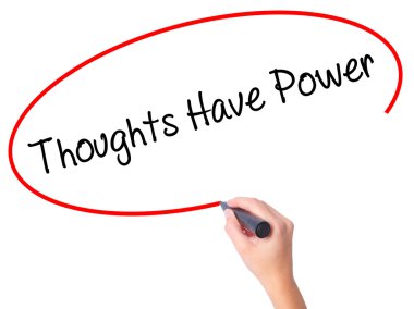 Kadın el yazma düşünceler var güç ile siyah kalemi Görs üzerinde