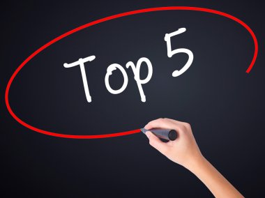 Kadın el yazma en iyi 5 bir marker ile şeffaf kartı 