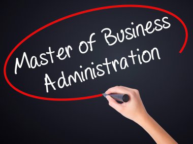 Kadın el yazma ustası bir işareti ile iş idaresi
