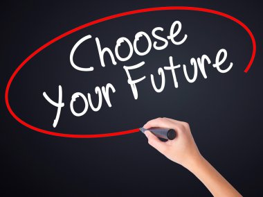 Kadın el seç senin geleceğin bir marker ile saydam yazma