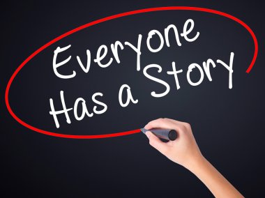 Kadın eli herkes yazma bir hikaye bir marker ile trans üzerinde olabilir.