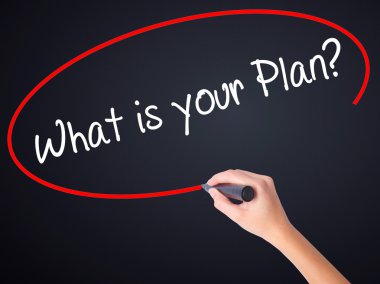 Kadın el yazma senin planın ne? bir marker ile saydam üzerinden