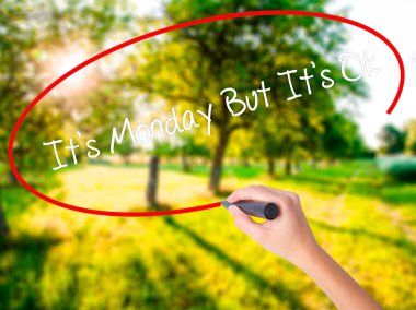 Kadın el yazma Pazartesi ama sorun bir marker ile tr üzerinde İçerisi