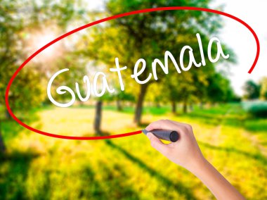 Kadın el yazma Guatemala üzerinden saydam boa bir marker ile