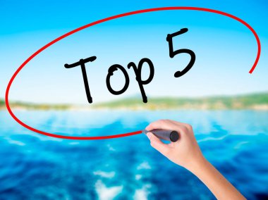 Kadın el yazma en iyi 5 bir marker ile şeffaf kartı