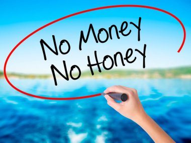 Kadın el yazma hayır para Hayır tatlım transpar üzerinde bir marker ile