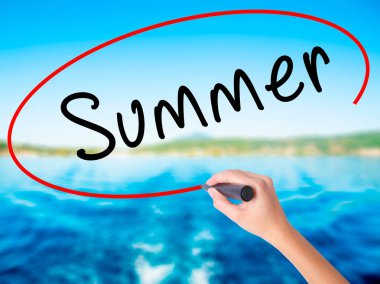 Kadın el yazma yaz siyah marker görsel ekran