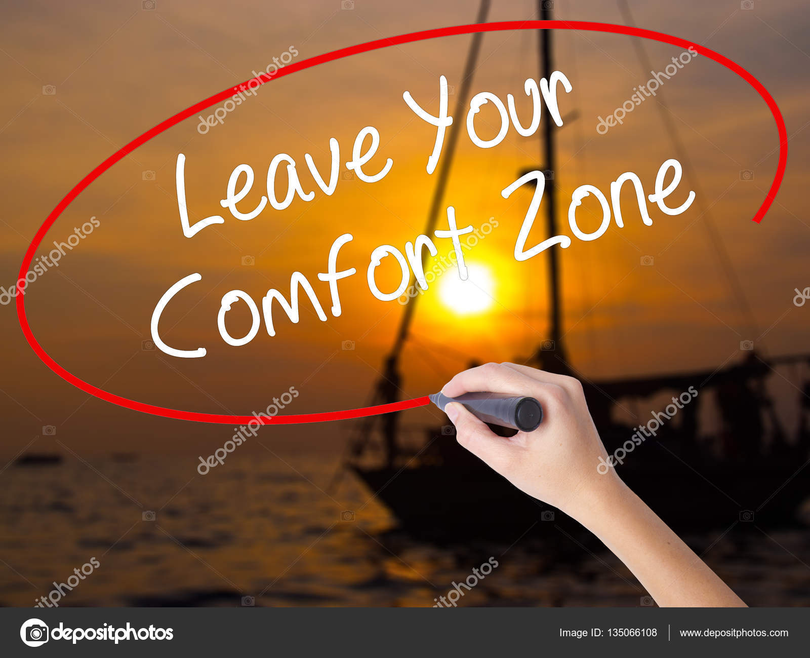 Woman Hand Writing Leave Your Comfort Zone With A Marker Over Tr