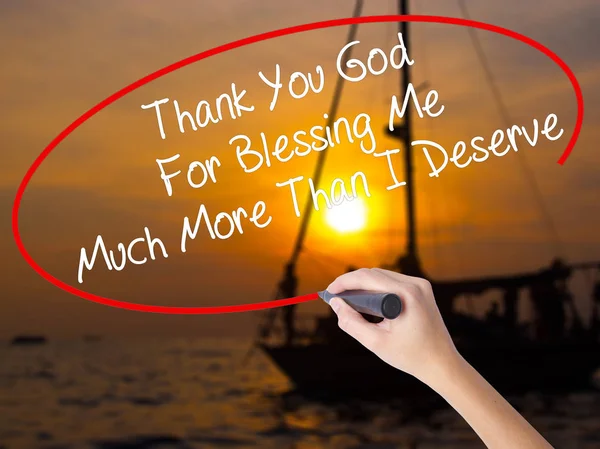 Woman Hand Writing Thank You God For Blessing Me Much More Than — Stock Photo, Image