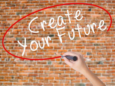 Kadın el yazma oluşturun Your ile gelecek visua üzerinde siyah kalemi