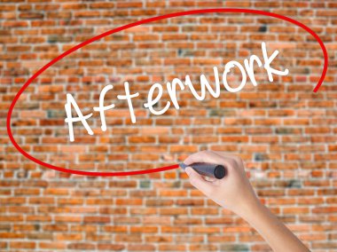 Kadın el yazma Afterwork görsel ekranda siyah kalemi ile
