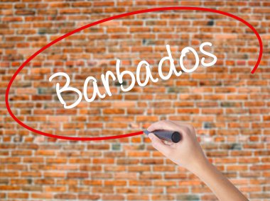 Kadın el yazma Barbados görsel ekranda siyah kalemi ile