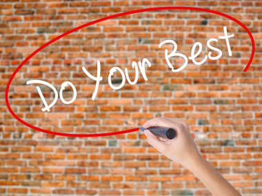 Kadın el yazma yapmak Your en iyi görsel scre üzerinde siyah kalemi ile