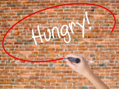 Kadın el yazma aç! görsel ekran ile siyah kalemi