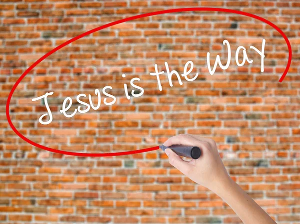 Woman Hand Writing Scope with a marker over transparent board — Stock Photo, Image