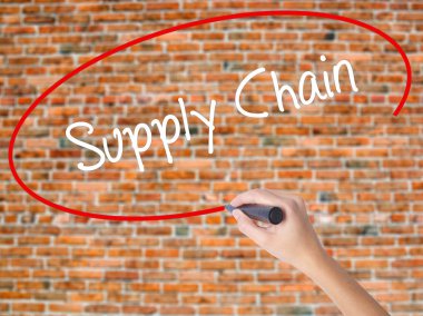 Kadın el yazma kapsamlı bir işaretleyici şeffaf kartı 