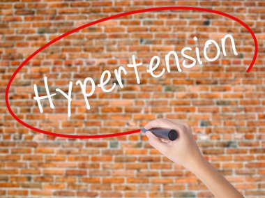 Kadın el yazma kapsamlı bir işaretleyici şeffaf kartı 