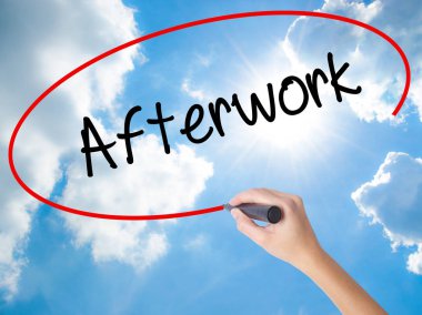 Kadın el yazma Afterwork görsel ekranda siyah kalemi ile