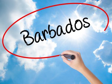 Kadın el yazma Barbados görsel ekranda siyah kalemi ile