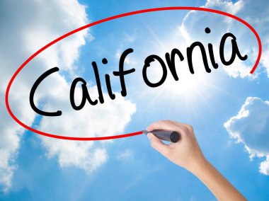 Kadın el yazma California görsel ekranda siyah kalemi ile