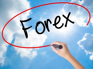 Kadın el yazma Forex görsel ekranda siyah kalemi ile