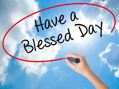 Kadın el yazma Görs üzerinde siyah kalemi ile harika bir gün var