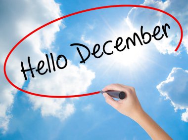 Kadın el yazma Merhaba Aralık No ile görsel üzerinde siyah kalemi