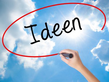Üzerinde siyah kalemi ile kadın el yazma Ideen (Alman fikirleri)