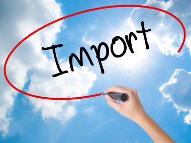 Görsel ekran siyah kalemi ile kadın el yazma ithalat