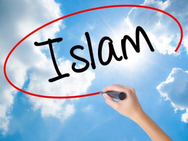 Kadın el yazma Islam görsel ekranda siyah kalemi ile