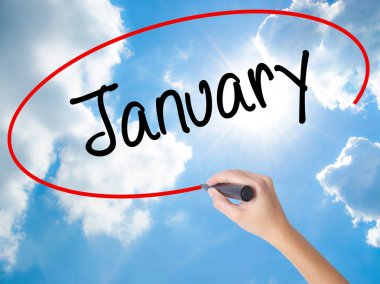 Kadın el yazma görsel ekranda siyah kalemi ile Ocak