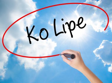 Kadın el yazma Ko Lipe görsel ekranda siyah kalemi ile