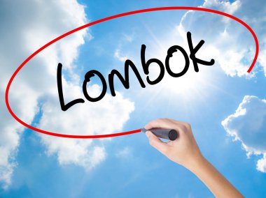 Kadın el yazma Lombok görsel ekranda siyah kalemi ile