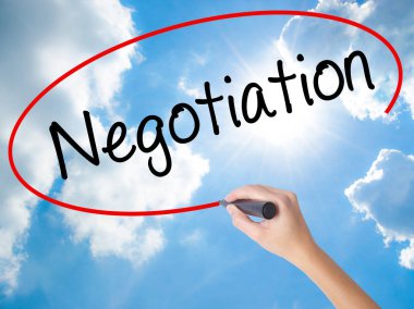 Görsel scre üzerinde siyah kalemi ile kadın el yazma müzakere