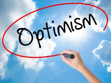 Kadın el yazma iyimserlik görsel ekranda siyah kalemi ile