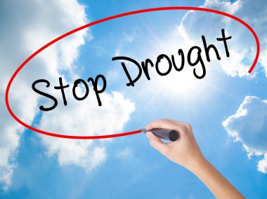 Kadın el yazma durdurmak kuraklık görsel scr üzerinde siyah kalemi ile