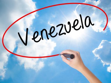 Kadın el yazma Venezuela görsel ekranda siyah kalemi ile