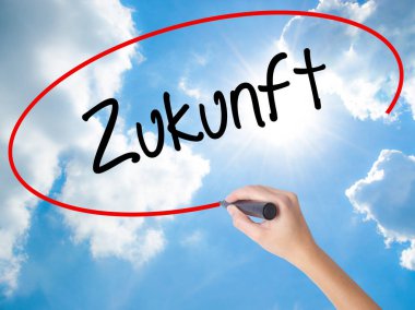 Siyah kalemi ile kadın el yazma Zukunft (Future Almanca)