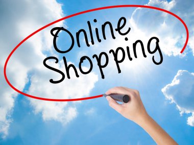 Kadın el yazma Online alışveriş ile görsel s üzerinde siyah kalemi