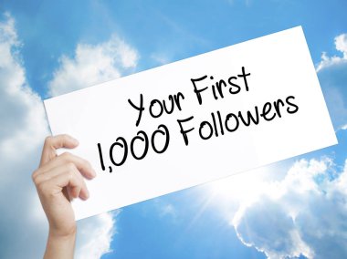 Metin Your ilk 1.000 takipçileri ile kağıt. Adam el Holding S