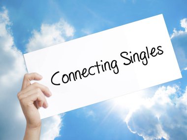 Bağlantı Singles tabelada beyaz kağıt. Adam el Holding Kağıt w