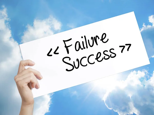 Failure Success Sign on white paper. Man Hand Holding Paper with — Stock Photo, Image