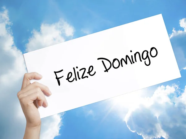 Felize Domingo (Feliz Domingo em Espanhol / Português) Sign on whi — Fotografia de Stock