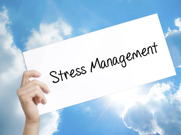 Stress Management tecken på vitt papper. Man Hand innehav papper wi — Stockfoto