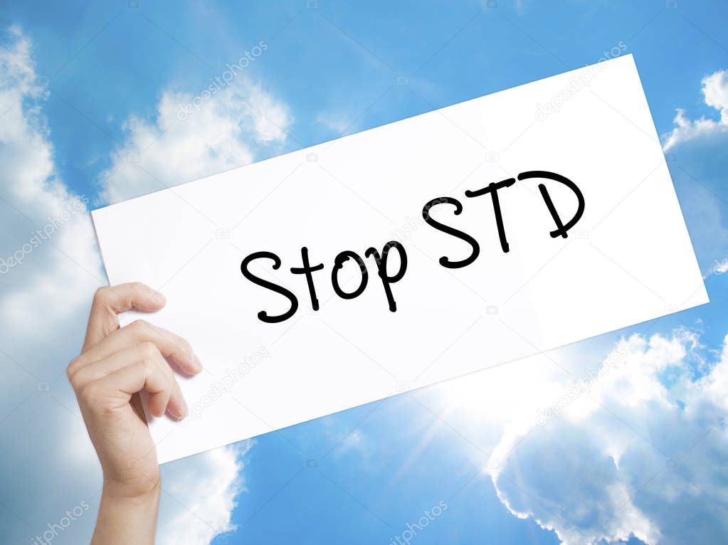 Stop STD (Sexually transmitted diseases) Sign on white paper. Ma
