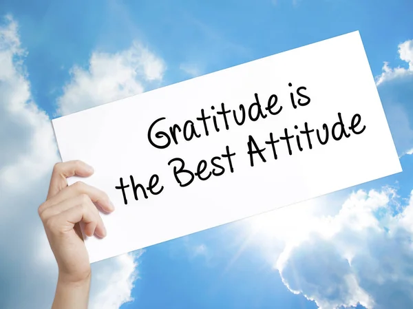 Gratitude is the Best Attitude Sign on white paper. Man Hand Hol — Stock Photo, Image